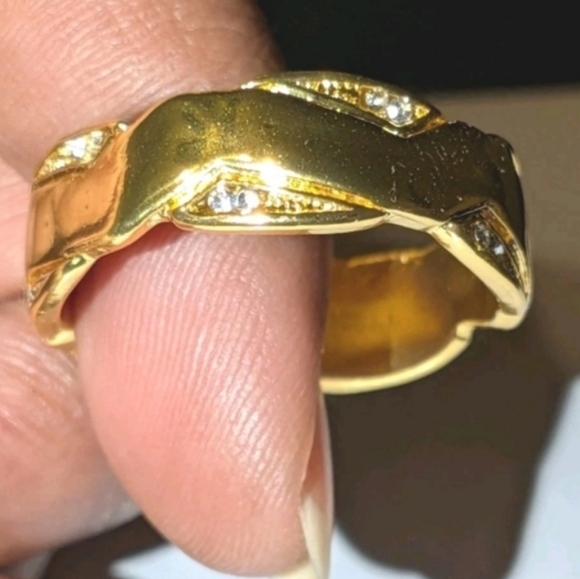 Elegant Mens Gold Plated Ring Sz 13 - Picture 7 of 16